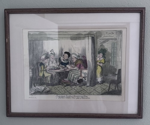 Antique hand colored etching - colored,